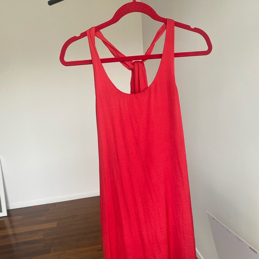 Silky red cover up dress